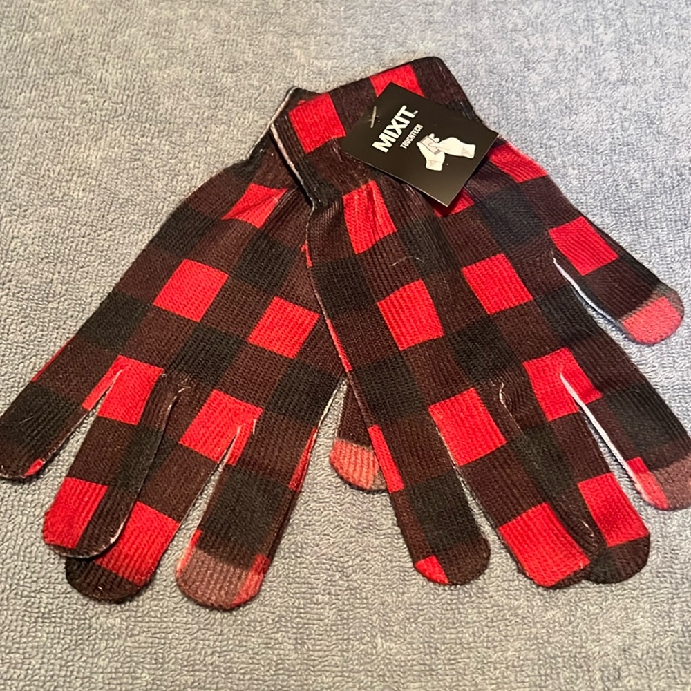 Mixit Black & Red Plaid Touchtech Gloves
